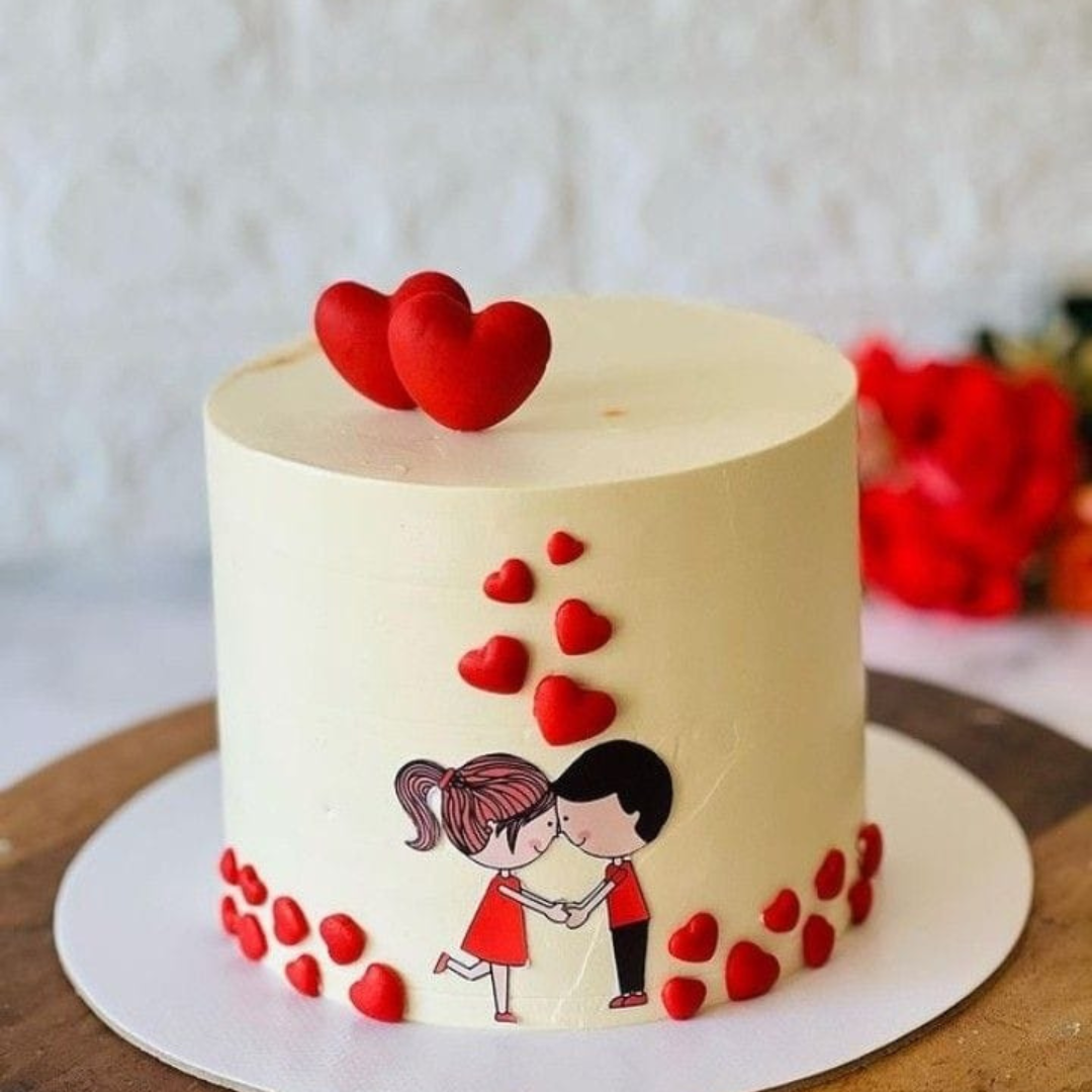 Cute Couple Valentine Day Cake